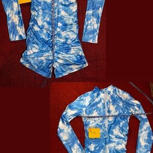 Zaful Blue Tie-Dye Long Sleeve bike kit